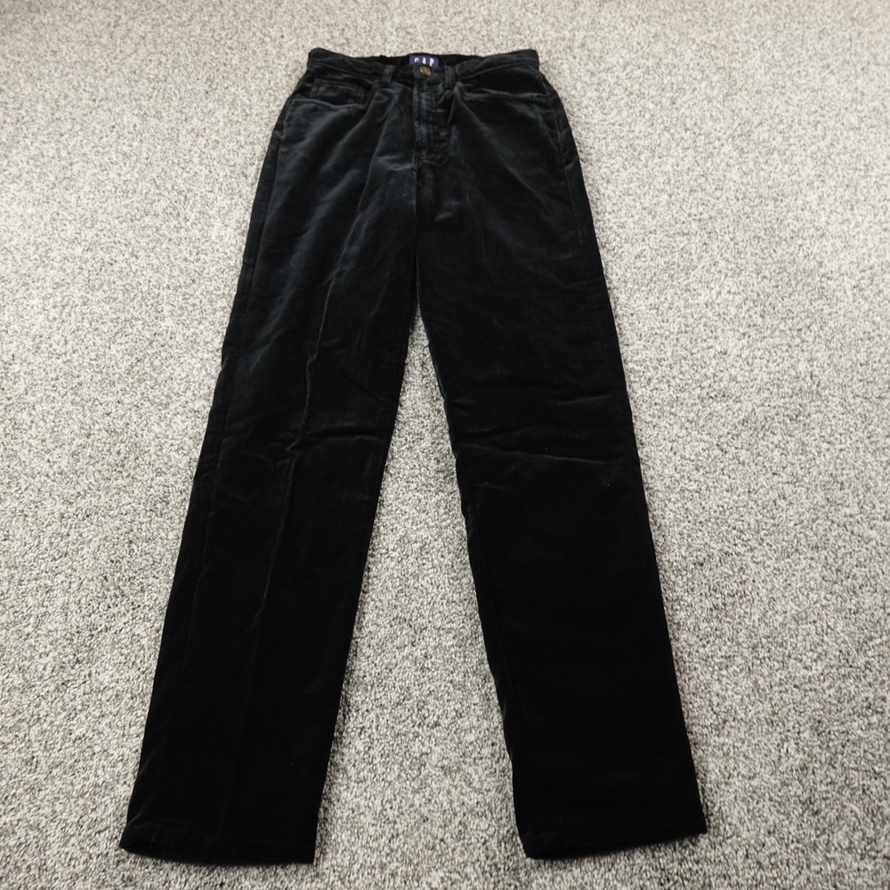 VTG Gap‎ Pants Womens 6 Black Velvet Velour Jeans High Rise Straight 90s Y2K USA